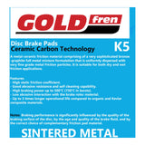 GOLDfren GF232 Offroad Racing K5 Brake Pads (PR258)
